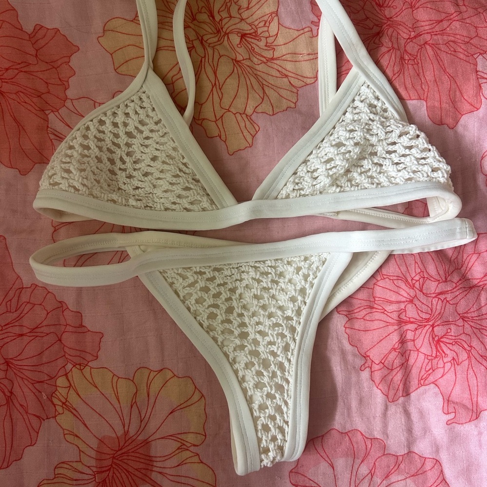 White Crochet Bikini Set